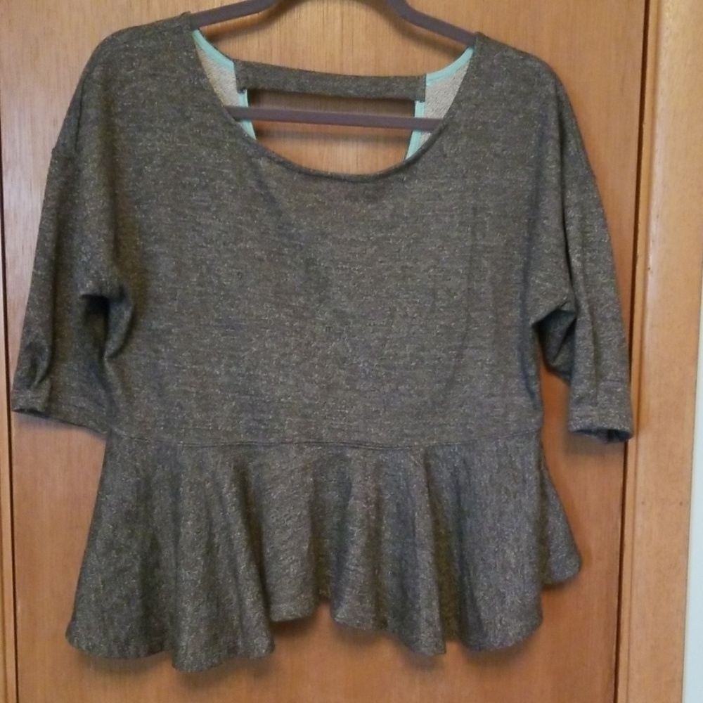 Anthropologie Saturday Sunday Gray Peplum Top xs